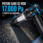 Aspirator Auto Portabil CRZ 17.000PA Aspirator Auto Portabil CRZ 4 in 1, Baterie 9600mAh , 17.000PA