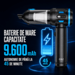 Aspirator Portabil Auto CRZ - Autonomie Baterie Aspirator Auto Portabil CRZ 4 in 1, Baterie 9600mAh , 17.000PA